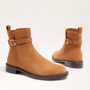 Sam Edelman Nolynn Buckle Zipper Ankle Boots in Saddle Suede - NWT